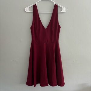NWT Burgundy Red V-Neck Fit & Flare Holiday Dress